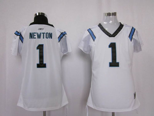 Panthers #1 Cam Newton White Women's Field Flirt Stitched NFL Jersey